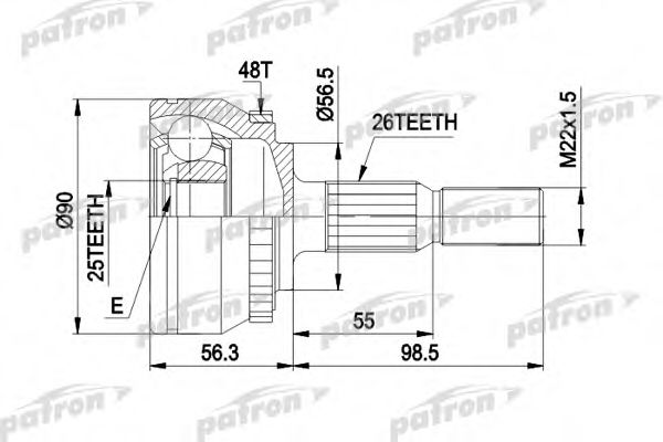 PATRON PCV1133 ШРУС для VOLVO S70