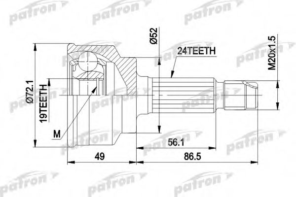 PATRON PCV1171 ШРУС для KIA