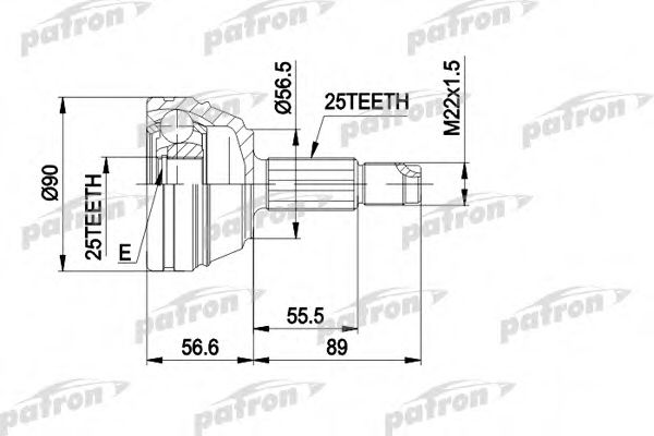 PATRON PCV1198 ШРУС для FORD