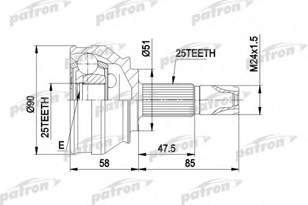 PATRON PCV1258 ШРУС для FIAT PUNTO