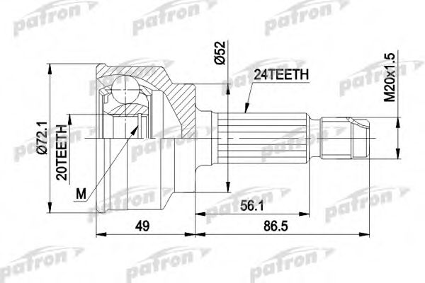 PATRON PCV1261 ШРУС для KIA