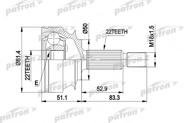PATRON PCV1273 ШРУС для VOLVO 460