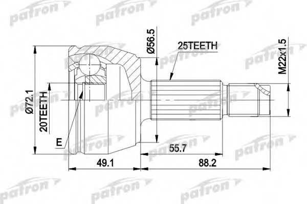 PATRON PCV1283 ШРУС для FORD