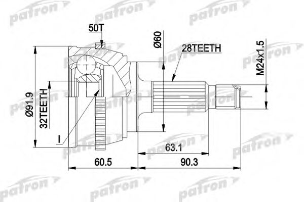 PATRON PCV1284 ШРУС для HONDA