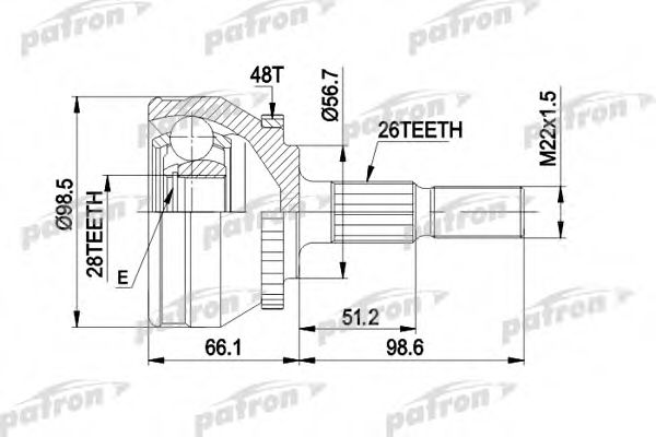 PATRON PCV1368 ШРУС для VOLVO C70