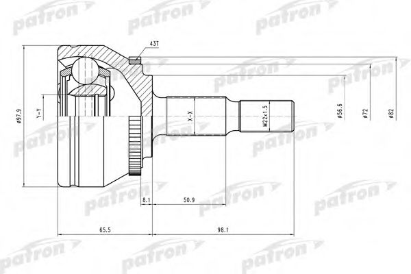 PCV1642 PATRON Шарнирный комплект, приводной вал PCV1642 PATRON Шарнирный комплект, приводной вал