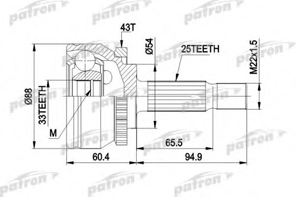 PATRON PCV3416 ШРУС для VOLVO V40