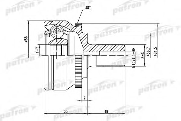 PATRON PCV3560 ШРУС для VOLVO S60