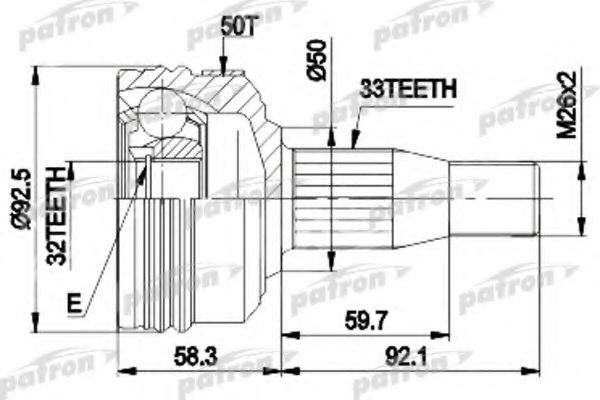 PATRON PCV8957 ШРУС для CHRYSLER