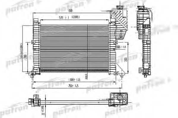 PATRON PRS3464 Радиатор охлаждения двигателя PATRON для MERCEDES-BENZ SPRINTER