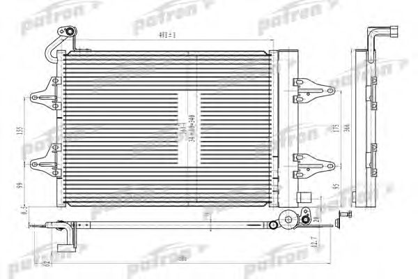 PATRON PRS3639 Радиатор кондиционера для VOLKSWAGEN