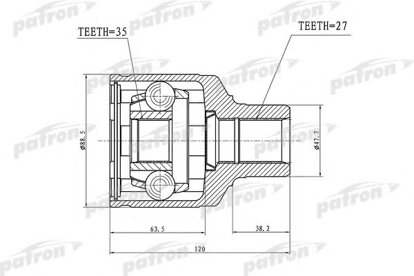 PATRON PCV1238 Шарнирный комплект, приводной вал 