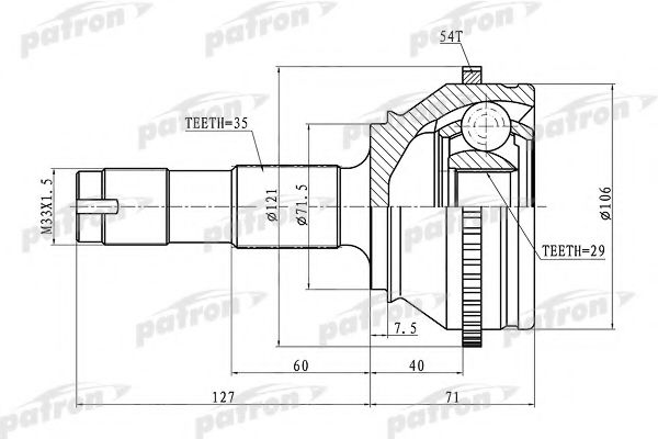 PATRON PCV1334 ШРУС для FIAT