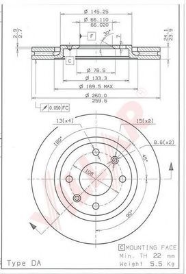 VILLAR 6280520 Тормозные диски VILLAR 