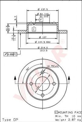 VILLAR 6281017 Тормозные диски VILLAR 