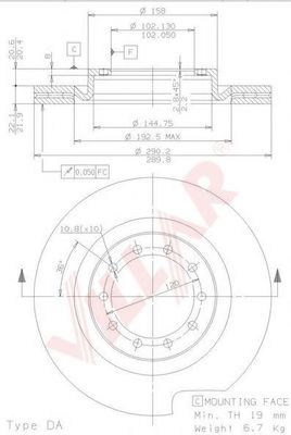 VILLAR 6281216 Тормозные диски VILLAR для RENAULT TRUCKS