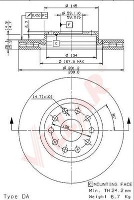 VILLAR 6281238 Тормозные диски VILLAR 