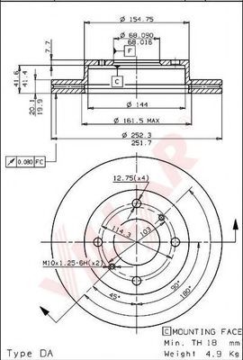 VILLAR 6281304 Тормозные диски VILLAR 