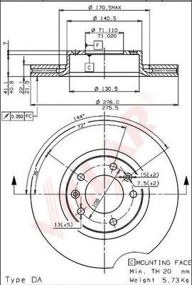 VILLAR 6281409 Тормозные диски VILLAR 