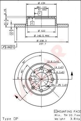 VILLAR 6281445 Тормозные диски VILLAR 