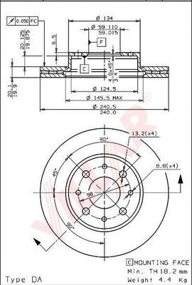 VILLAR 6281560 Тормозные диски VILLAR для FIAT