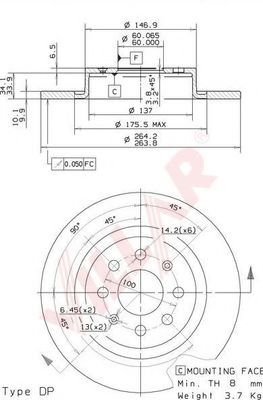 VILLAR 6281573 Тормозные диски VILLAR для FIAT