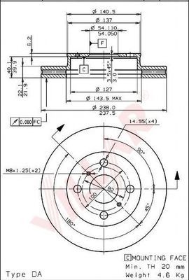 VILLAR 6281662 Тормозные диски для ACURA