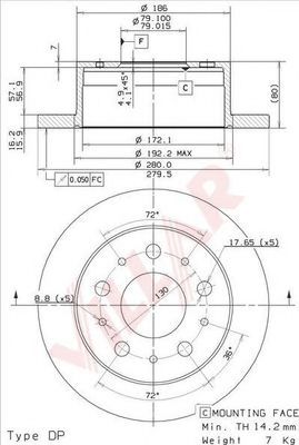 VILLAR 6282038 Тормозные диски VILLAR для FIAT