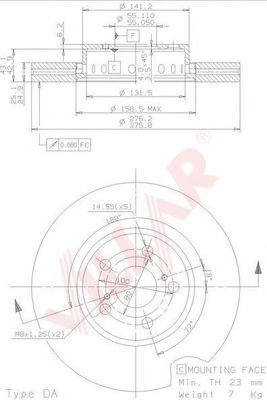 VILLAR 6282051 Тормозные диски VILLAR для TOYOTA