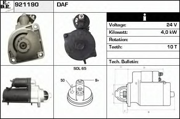 EDR 921190 Стартер для DAF LF