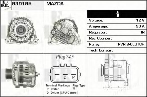 EDR 930195 Генератор EDR для MAZDA