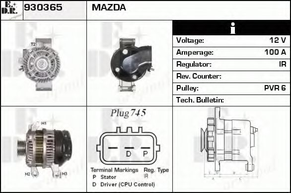 EDR 930365 Генератор EDR для MAZDA