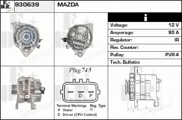 EDR 930639 Генератор EDR для MAZDA