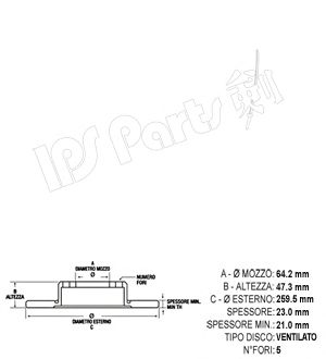 IPS Parts IBT1404 Тормозные диски IPS PARTS 