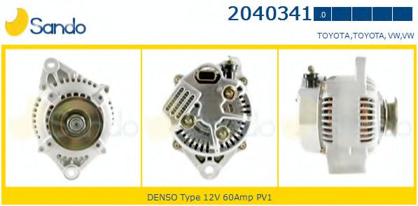 SANDO 20403410 Генератор  для VOLKSWAGEN TARO 2.4 i 4x4