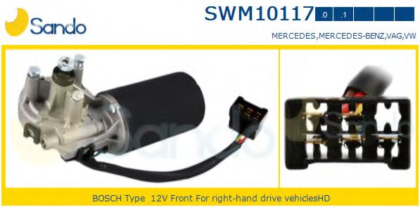 SANDO SWM101170 Двигатель стеклоочистителя SANDO для MERCEDES-BENZ