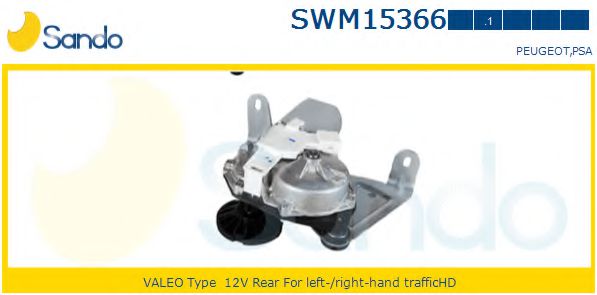 SANDO SWM153661 Двигатель стеклоочистителя SANDO для PEUGEOT