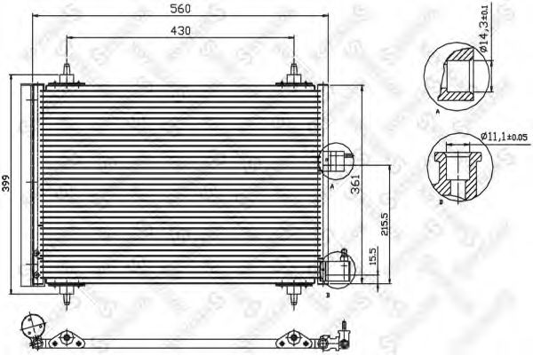 STELLOX 1045057SX Радиатор кондиционера для PEUGEOT