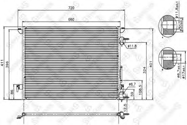 STELLOX 1045031SX Радиатор кондиционера для OPEL