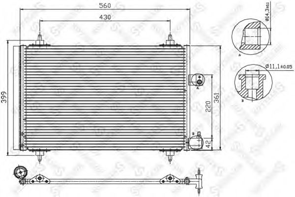 STELLOX 1045067SX Радиатор кондиционера для PEUGEOT