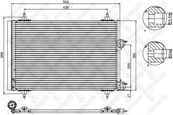 STELLOX 1045145SX Радиатор кондиционера для PEUGEOT
