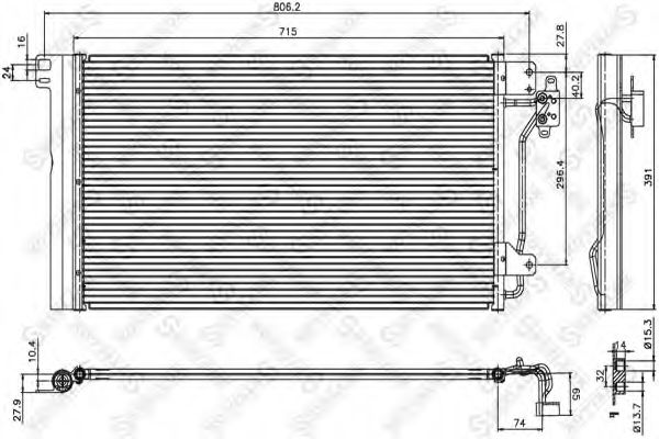 STELLOX 1045167SX Радиатор кондиционера для VOLKSWAGEN