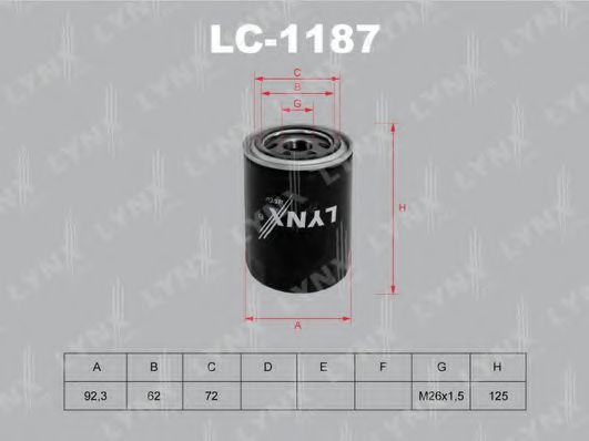 LYNXauto LC1187 Масляный фильтр для HYUNDAI TERRACAN