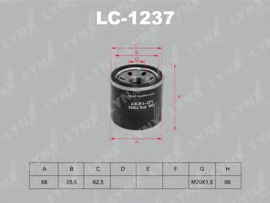 LYNXauto LC1237 Масляный фильтр для RENAULT LAGUNA