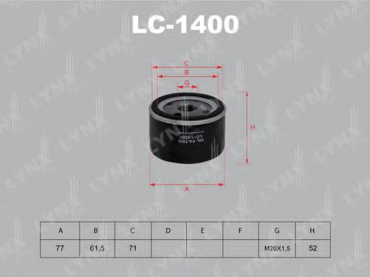 LYNXauto LC1400 Масляный фильтр LYNXAUTO 