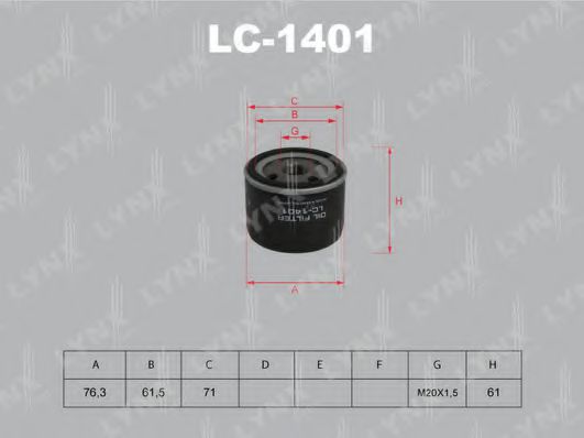 LYNXauto LC1401 Масляный фильтр для RENAULT LOGAN