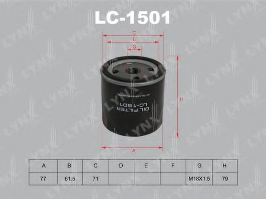 LYNXauto LC1501 Масляный фильтр LYNXAUTO для DAEWOO