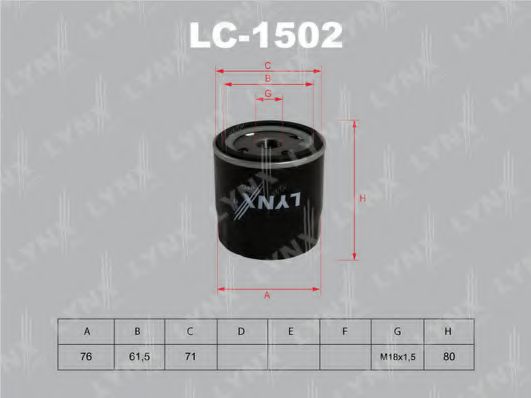 LYNXauto LC1502 Масляный фильтр LYNXAUTO для CHEVROLET