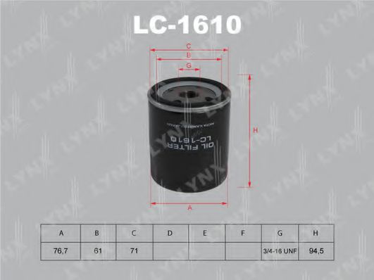 LYNXauto LC1610 Масляный фильтр для FORD FOCUS C-MAX