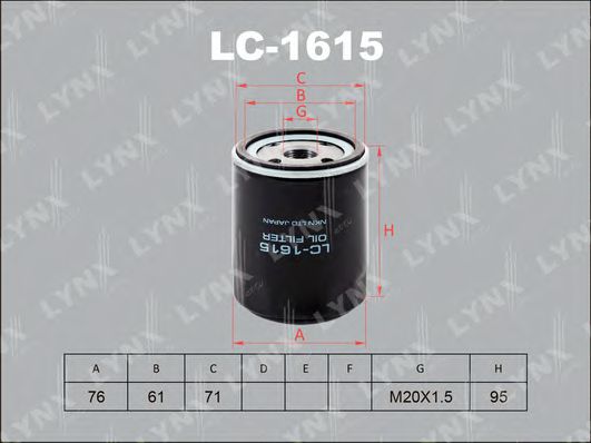 LYNXauto LC1615 Масляный фильтр LYNXAUTO 